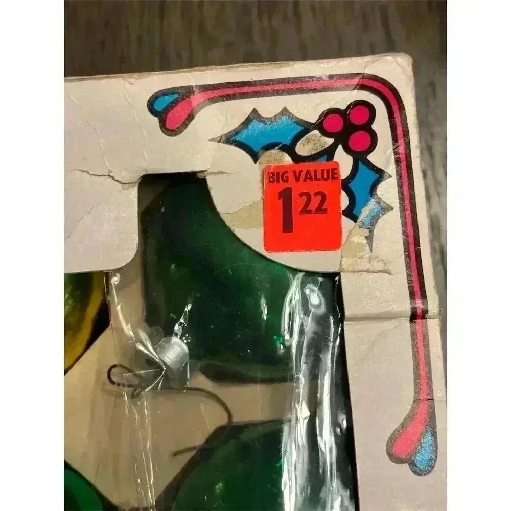 Vintage Holly Glass Christmas Ornaments Set of 24 Multicolor Holiday Decor - Picture 6 of 7